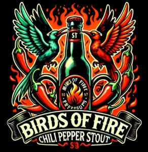 Bière brune de type "stout" agrémentée de piments oiseaux fumés, ce mariage quelque peu pimenté, permettra de faire briller les saveurs torréfiées des malts café. Réconfort et chaleur seront au rendez-vous.   Amertume 3/5 Aromatique 4/5 Caractère 5/5